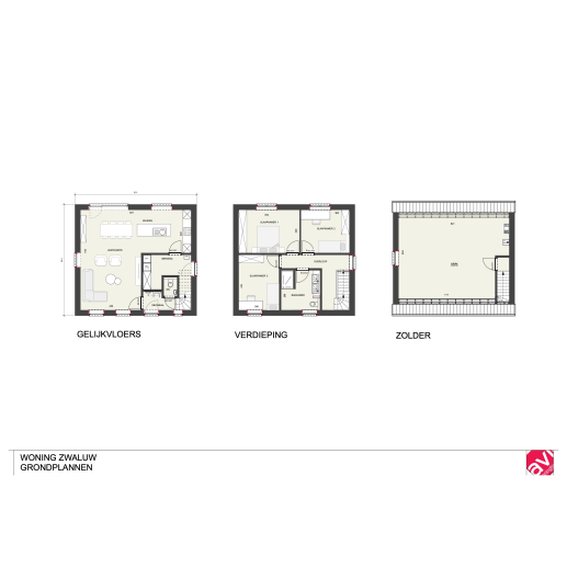 Grondplan, klassieke woning, open bebouwing Zwaluw