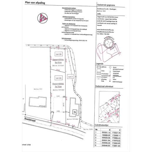 Verkavelingsplan Roelstraat lot 1A te Budingen, open bebouwingen