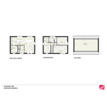 Grondplan, eigentijds woning, halfopen bebouwing Ibis