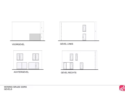 Gevelplan, moderne woning, open bebouwing Grijze Gors