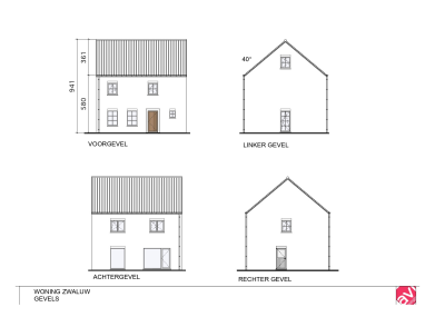 Gevelplan, Nieuwbouwwoning,, open bebouwing, klassieke woning