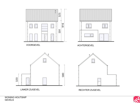 Gevelplan, houtsnip, open bebouwing, eigentijdse woning